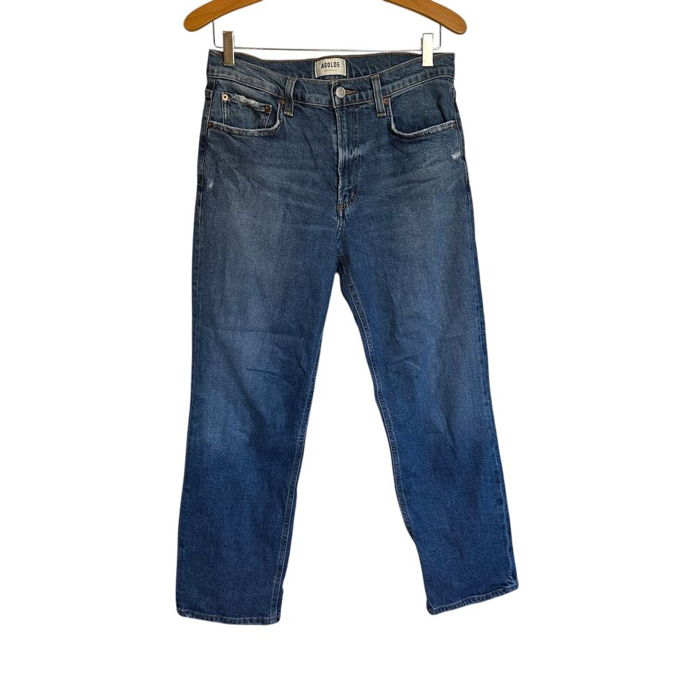 Agolde Kye Straight Leg Jeans Notion Blue Wash Cotton Lyocell Denim Size 27